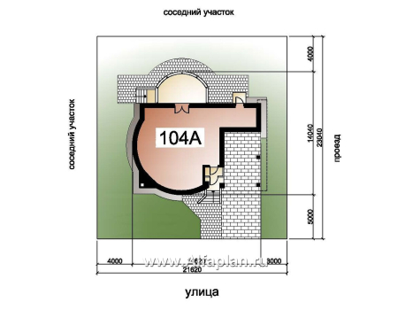 Проект двухэтажного дома из газобетона «Боген» с полукруглой гостиной, с террасой и гаражом - превью дополнительного изображения №5