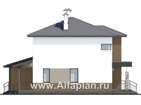 «Приоритет» - проект двухэтажного дома из газобетона, с террасой, 3 спальни, сауна на 2 эт - превью фасада дома