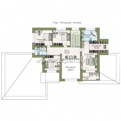 Проекты домов Альфаплан - «Арно» - проект двухэтажного дома,  с двусветной гостиной, с террасой, с гаражом на 2 авто - превью плана проекта №4