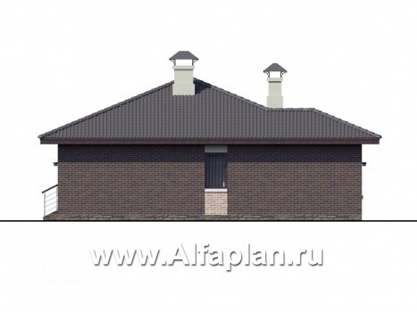 Проекты домов Альфаплан - «Онега» - компактный одноэтажный коттедж с двумя спальнями - превью фасада №2