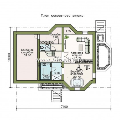 «Регенсбург Плюс» - коттедж в немецком стиле с террасой и с цокольным этажом - превью план дома