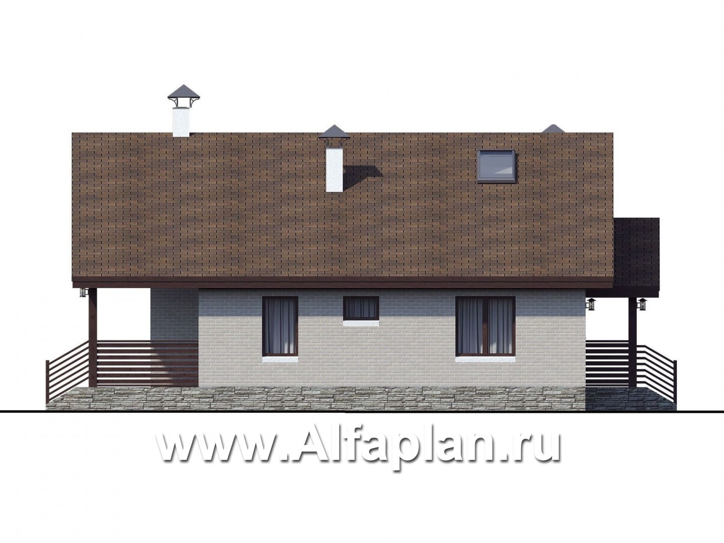 Проекты домов Альфаплан - Кирпичный дом «Моризо» - шале с двусветной гостиной - изображение фасада №2