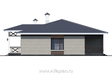 Проекты домов Альфаплан - «Покровка» - стильный одноэтажный коттедж - превью фасада №2