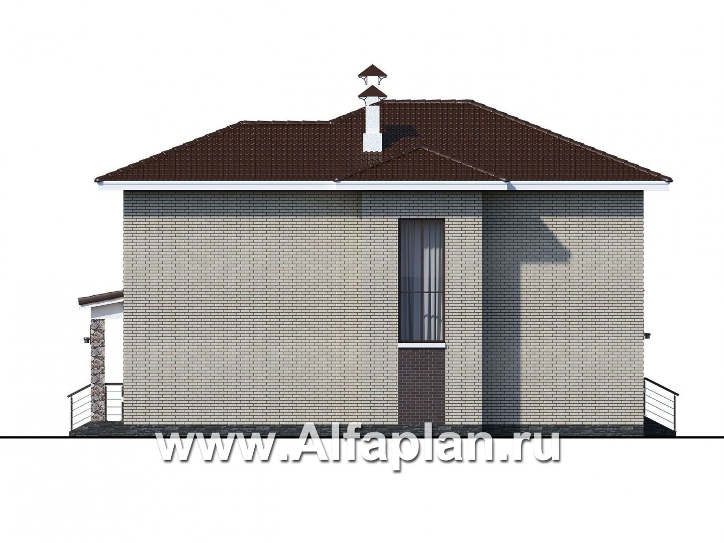 Проекты домов Альфаплан - «Формула успеха» - загородный дом с удобной планировкой - изображение фасада №3