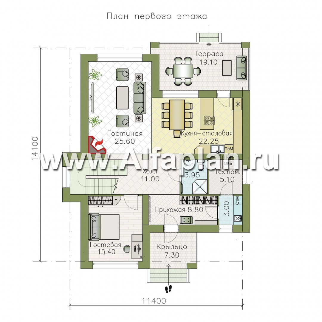 Проекты домов Альфаплан - «Формула успеха» - загородный дом с удобной планировкой - изображение плана проекта №1