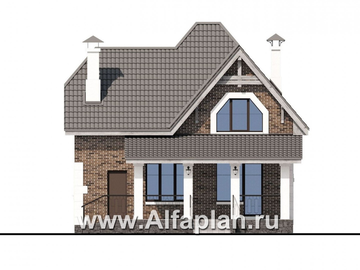 Проекты домов Альфаплан - «Причал» - романтический коттедж из кирпичей с  удобным планом - изображение фасада №4