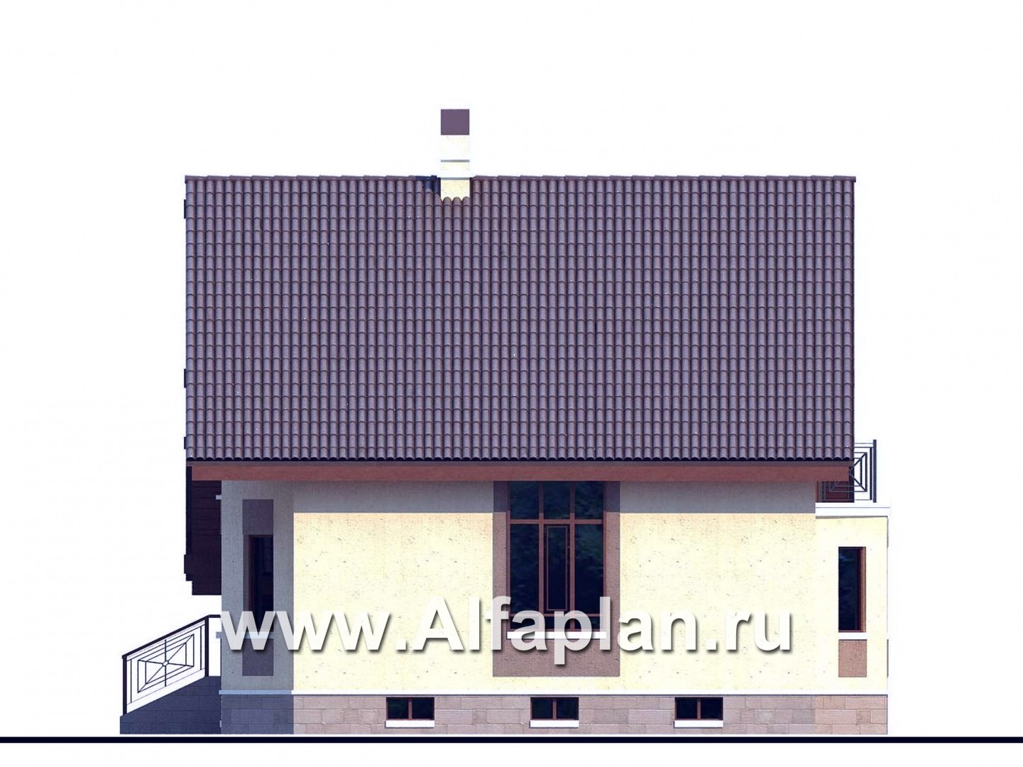 Проекты домов Альфаплан - «Регенсбург Плюс»- вариант коттеджа 22А с цокольным этажом - изображение фасада №2