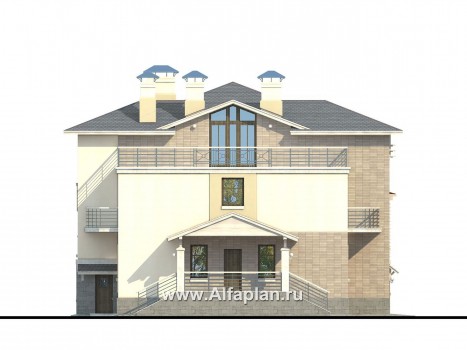 «Три  семерки» - проект трехэтажного дома, гараж в цоколе, второй свет и панорамные окна - превью фасада дома