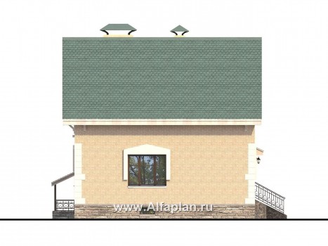 Проекты домов Альфаплан - Дом из газобетона «Оптима плюс» с подвалом - превью фасада №3