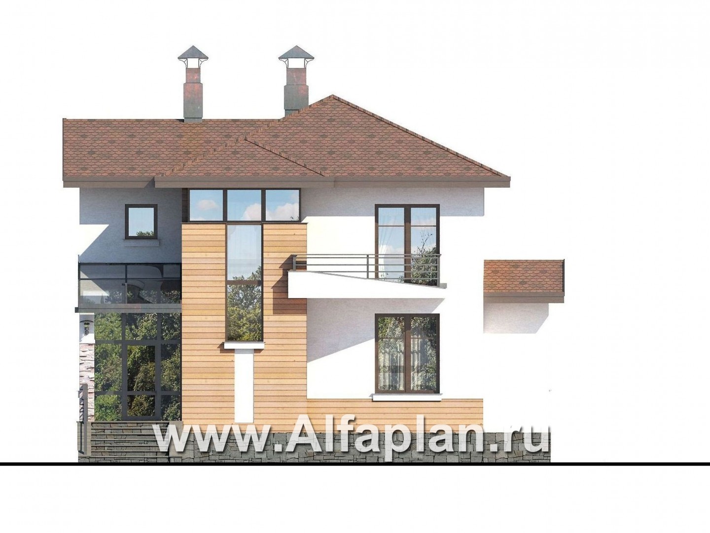 Проекты домов Альфаплан - «Тренд Плюс» - современный загородный дом - изображение фасада №1