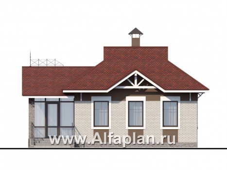 Проекты домов Альфаплан - Проект гостевого кирпичного дома - превью фасада №1