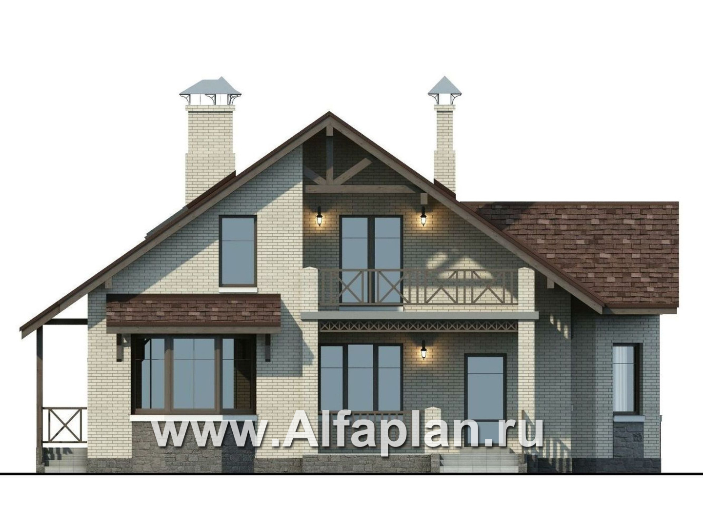 Проекты домов Альфаплан - «Зальцбург» - рациональный план дома, двускатная крыша - изображение фасада №4