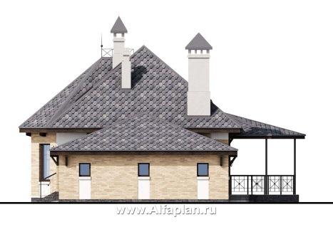Проекты домов Альфаплан - «Душечка» - небольшой дом с мансардой и гаражом - превью фасада №2