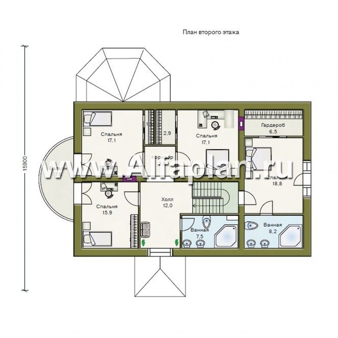 Проекты домов Альфаплан - «Эвита» - респектабельный дом с гаражом - план проекта №2