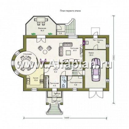 Проекты домов Альфаплан - «Эвита» - респектабельный дом с гаражом - превью плана проекта №1