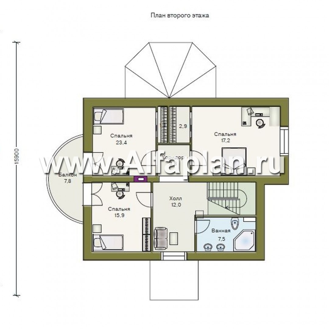 Проекты домов Альфаплан - «Эвита» - уютный дом загородный дом - изображение плана проекта №2