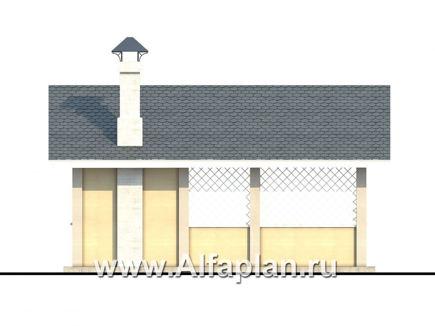 Проекты домов Альфаплан - Беседка-павильон с барбекю (летняя кухня) - изображение фасада №4