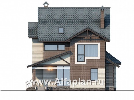 Проекты домов Альфаплан - «Прагматика» - современный коттедж с террасой и бильярдной - превью фасада №1
