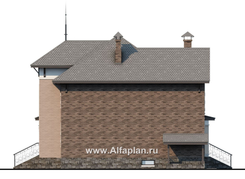 Проекты домов Альфаплан - «Маленький принц» - компактный коттедж с цокольным этажом - превью фасада №2