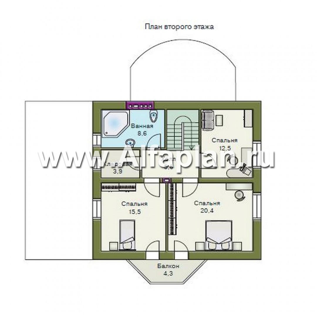 Проекты домов Альфаплан - «Нанси» - рациональный коттедж с гаражом - план проекта №2