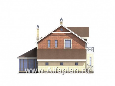 Проекты домов Альфаплан - «Нанси» - рациональный коттедж с гаражом - превью фасада №3