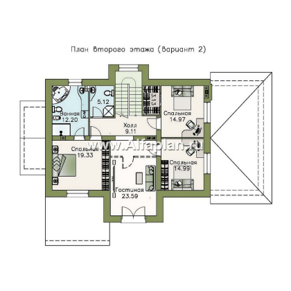 Проекты домов Альфаплан - «Ясная поляна»- коттедж для большой семьи с гаражом и бильярдной - превью плана проекта №3
