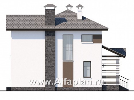Проекты домов Альфаплан - Двухэтажный дом из кирпича «Панорама» - превью фасада №3