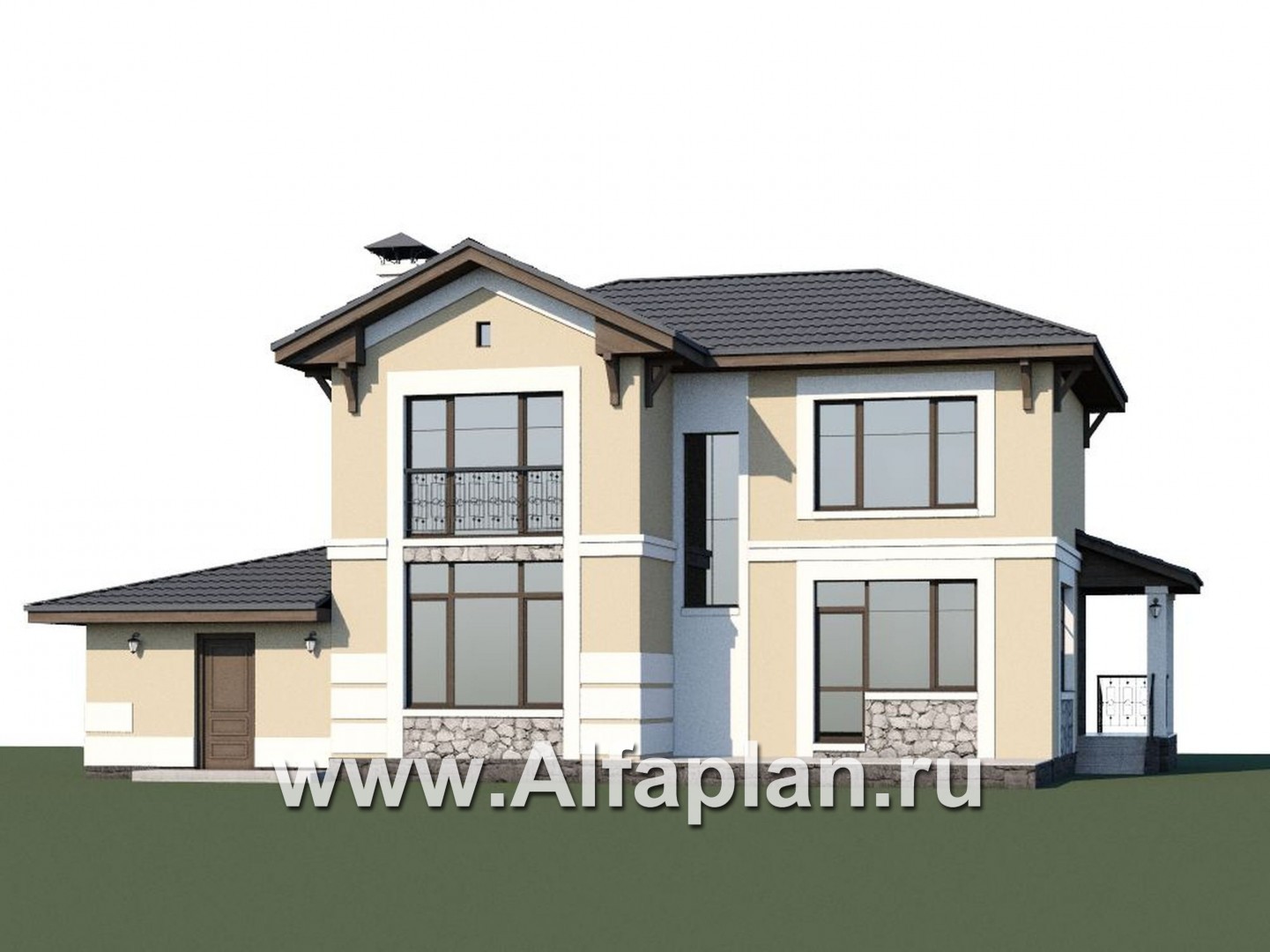 Проекты домов Альфаплан - «Невский стиль» - удобный и красивый двухэтажный дом с гаражом - дополнительное изображение №1