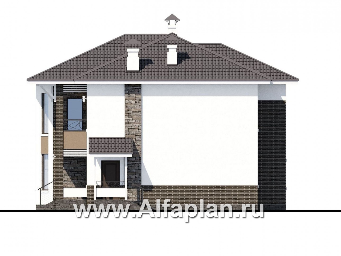 Проекты домов Альфаплан - «Статский советник» - комфортабельный коттедж в современном стиле - изображение фасада №2