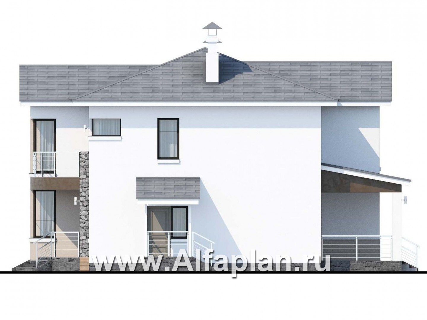 Проекты домов Альфаплан - «Платина» - стильный современный дом в европейской традиции - изображение фасада №2