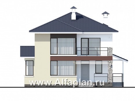 Проекты домов Альфаплан - «Лотос» - компактный современный двухэтажный дом - превью фасада №1