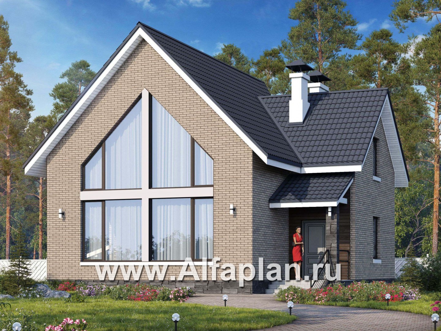 Проекты домов Альфаплан - «Сапфир» - недорогой компактный дом для маленького участка - основное изображение