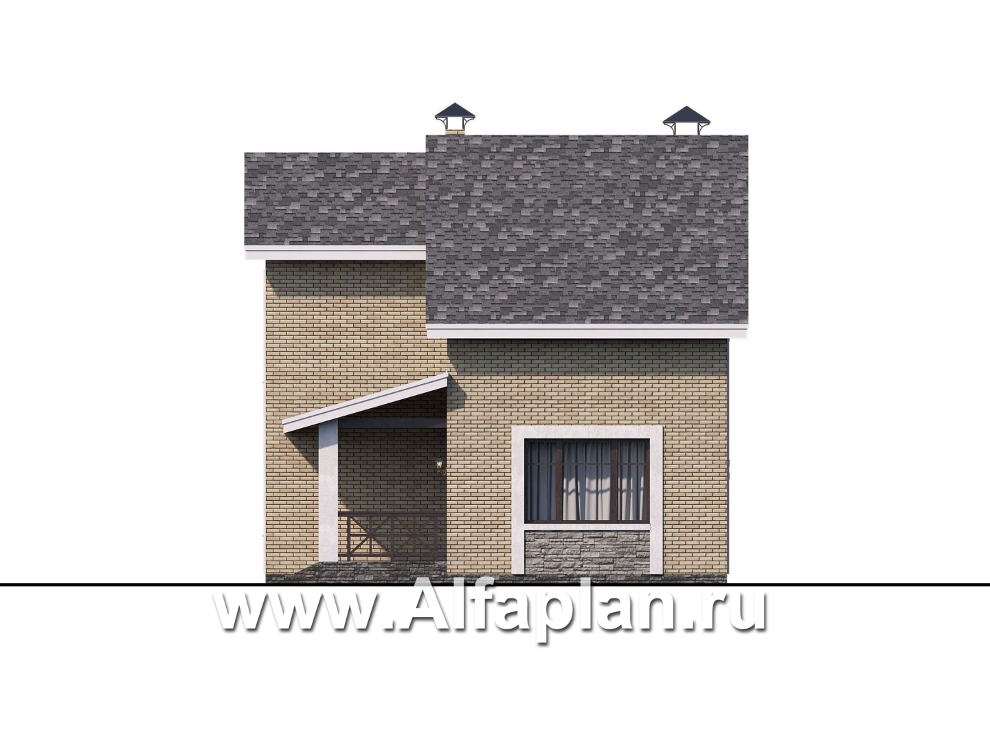 Проекты домов Альфаплан - «Ижора» - небольшой классический дом с двускатной кровлей - изображение фасада №2
