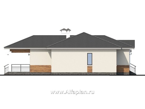 «Витамин» - проект одноэтажного дома, план мастер спальня и терраса, в современном стиле - превью фасада дома