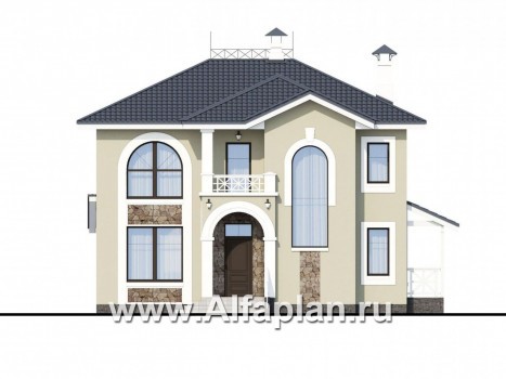 Проекты домов Альфаплан - «Либезюсефрау» - удобный дом с романтическими фасадами - превью фасада №1