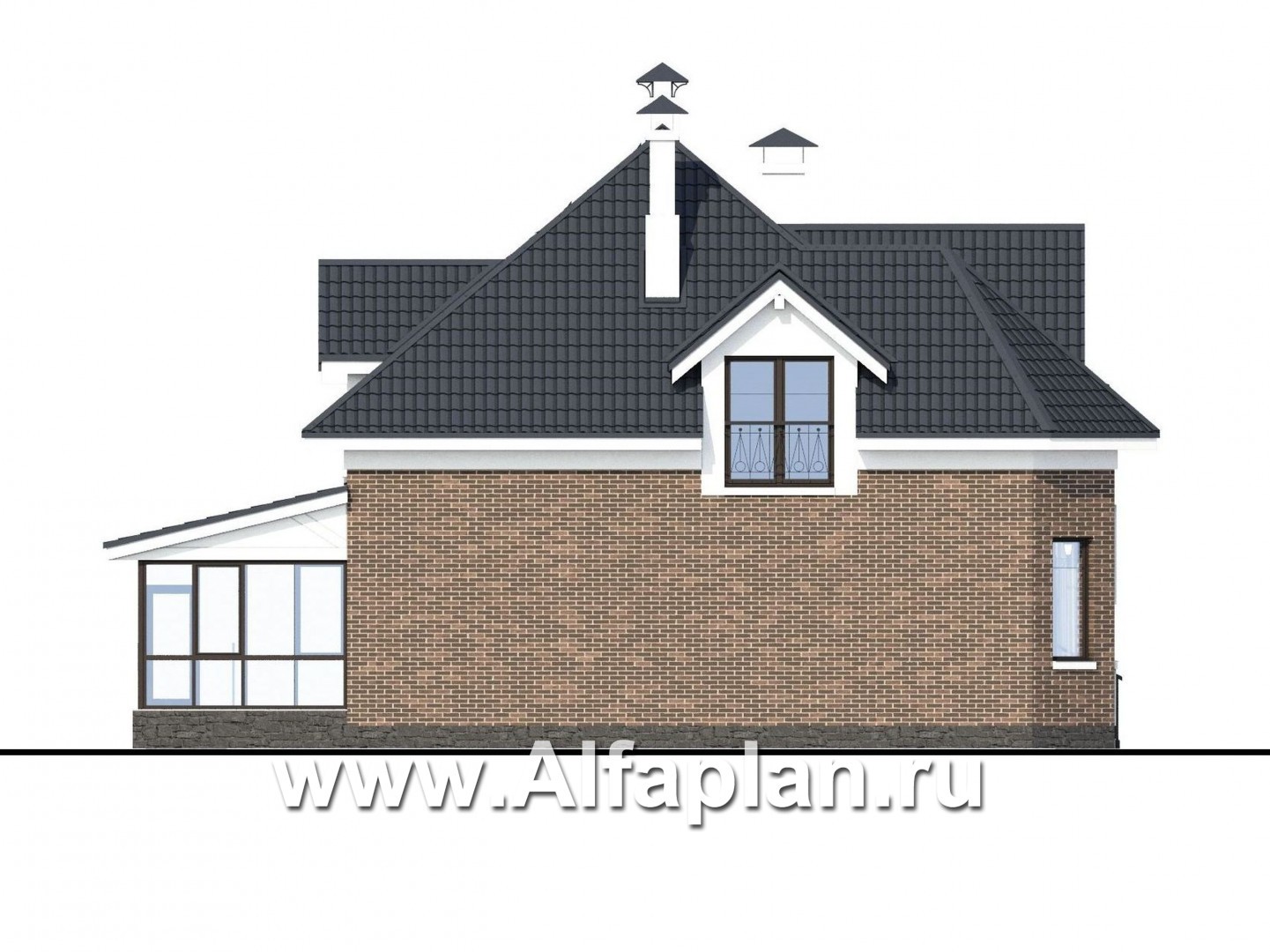 Проекты домов Альфаплан - «Принцесса осени» - красивый и удобный частный дом - изображение фасада №3