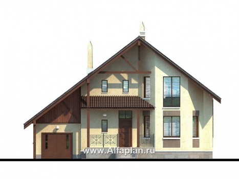 «Регенсбург» - проект дома из газобетона, с эркером и с гаражом, в немецком стиле - превью фасада дома