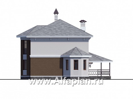 Проекты домов Альфаплан - «Классический»- двухэтажный особняк с эркером и большим гаражом - превью фасада №2