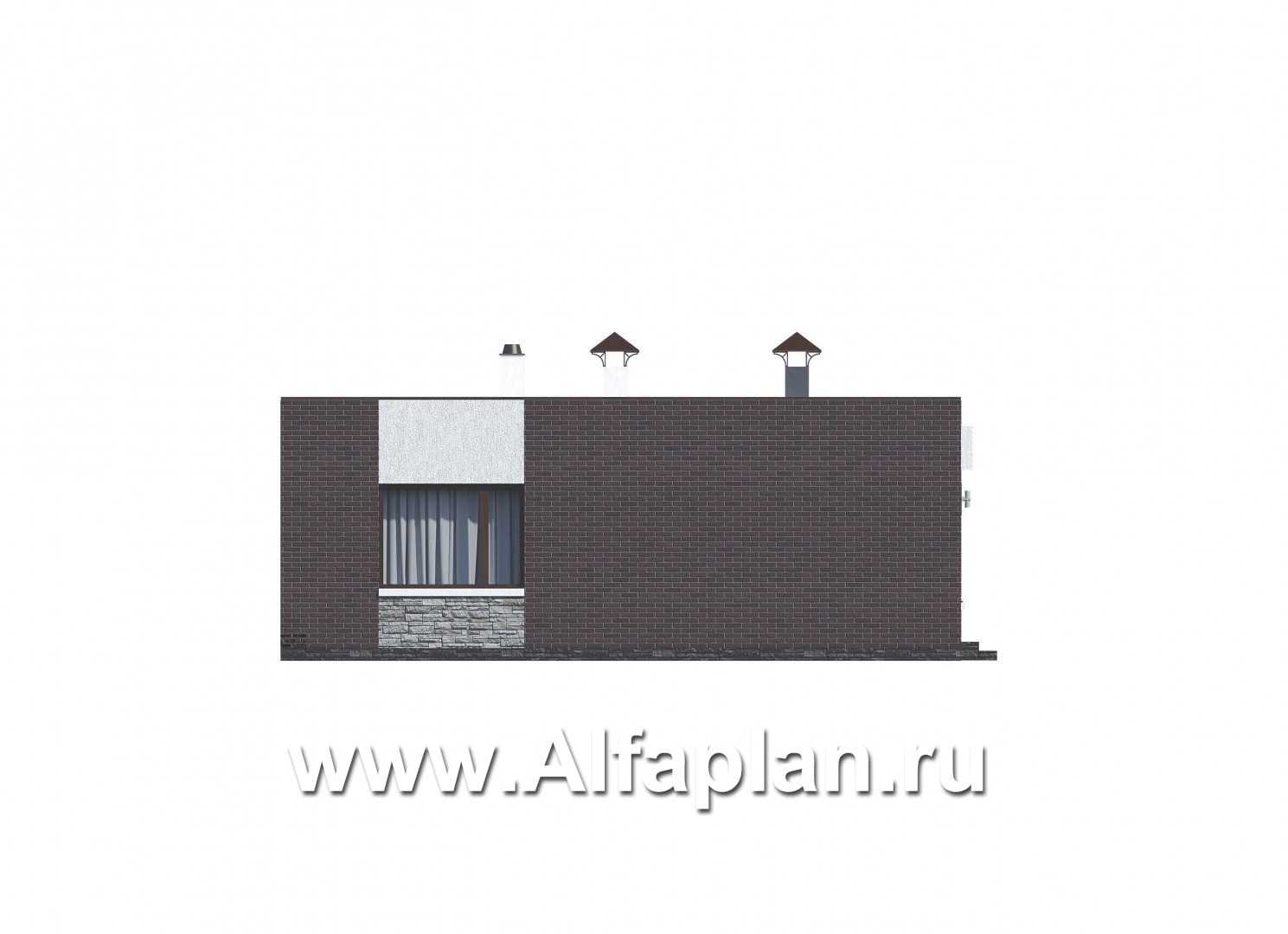 Проекты домов Альфаплан - «Дега» - современный одноэтажный дом с плоской кровлей - изображение фасада №3