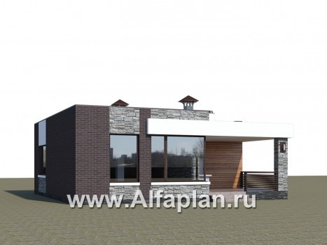 Проекты домов Альфаплан - «Дега» - современный одноэтажный дом с плоской кровлей - превью дополнительного изображения №1