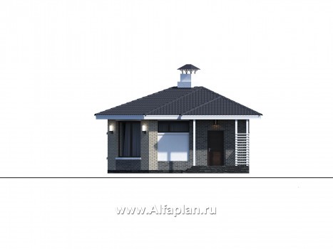 «Кристалл» - проект современной бани, для расположения в углу участка - превью фасада дома