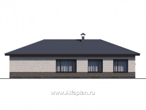 Проекты домов Альфаплан - «Алазея» - просторный одноэтажный дом с сауной и террасой - превью фасада №3