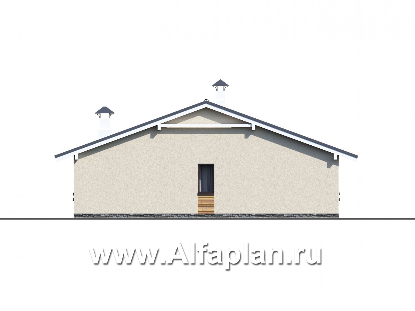 Проекты домов Альфаплан - «Вектор Плюс» - одноэтажный дом с тремя спальнями, террасой и сауной - изображение фасада №3