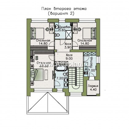 Проекты домов Альфаплан - «Эрго» - проект компактного дома 10х10м с односкатной кровлей - превью плана проекта №3