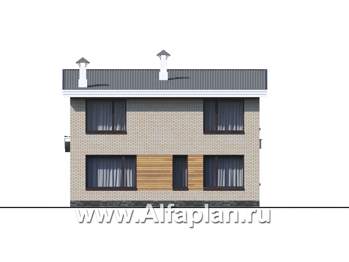 Проекты домов Альфаплан - «Эрго» - проект компактного дома 10х10м с односкатной кровлей - изображение фасада №3