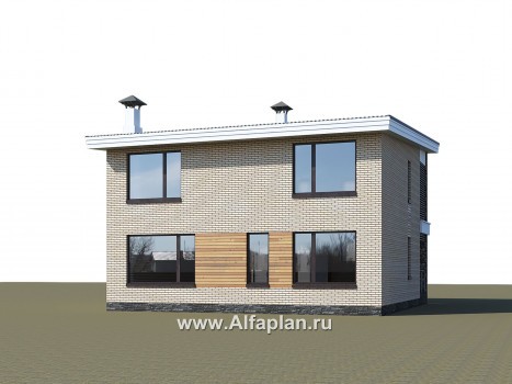Проекты домов Альфаплан - «Эрго» - проект компактного дома 10х10м с односкатной кровлей - превью дополнительного изображения №2