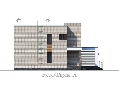 Проекты домов Альфаплан - «Эрго» - проект двухэтажного дома с плоской кровлей 10х10м - превью фасада №4