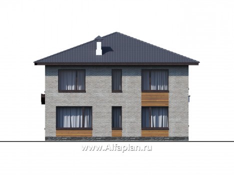«Эрго» - проект дома 10х12м, с террасой со стороны входа, с удобной планировкой - превью фасада дома