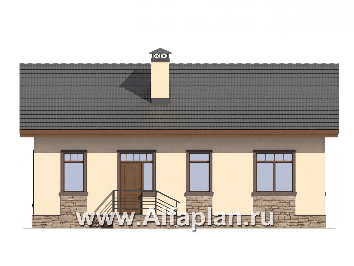 Проекты домов Альфаплан - Проект комфортабельной дачи для небольшой семьи - изображение фасада №2