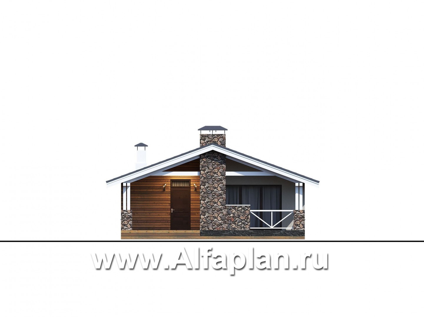 Проекты домов Альфаплан - «Мелета» - уютный одноэтажный дом с террасой - изображение фасада №1